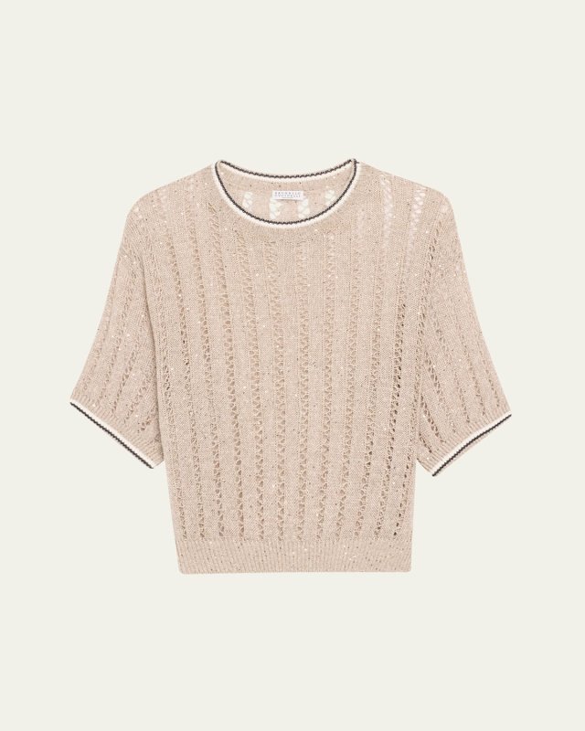 Micro Sequined Linen French Riveria Sweat